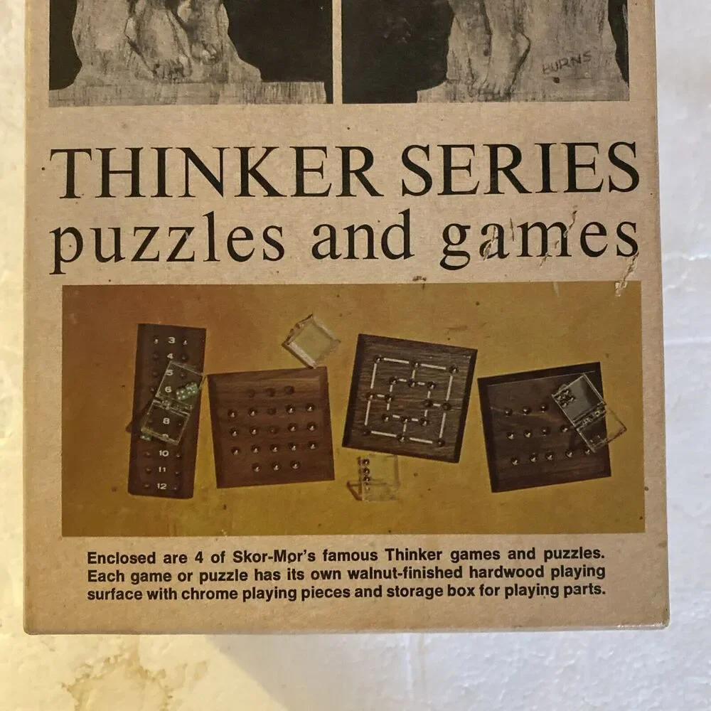 Vintage Thinker Series Puzzles and Games Skor-Mor Walnut Hardwood Chrome Pieces